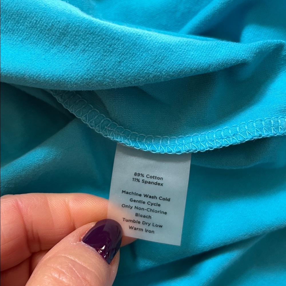 Talbots Turquoise V-Neck Short Sleeve Top sz 2X - Picture 3 of 4